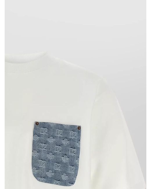 DSquared² Blue Logo Jacquard T-Shirt Crew Neck Pocket for men