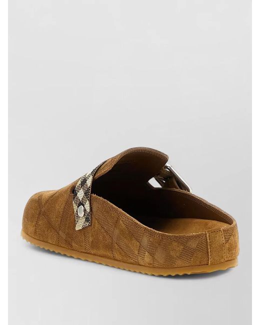 Burberry Brown Urchin Mules Clog Heel Type Pattern Toe