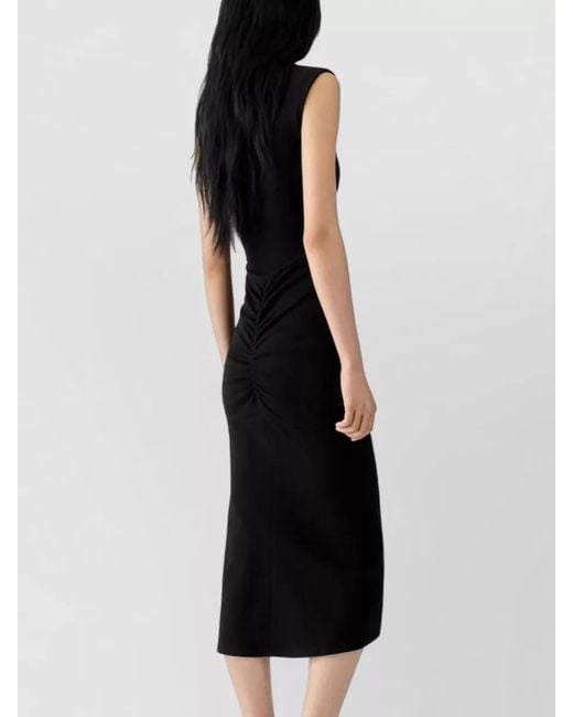 Jacquemus Black Knee Length Dress Cap Sleeves Ruched