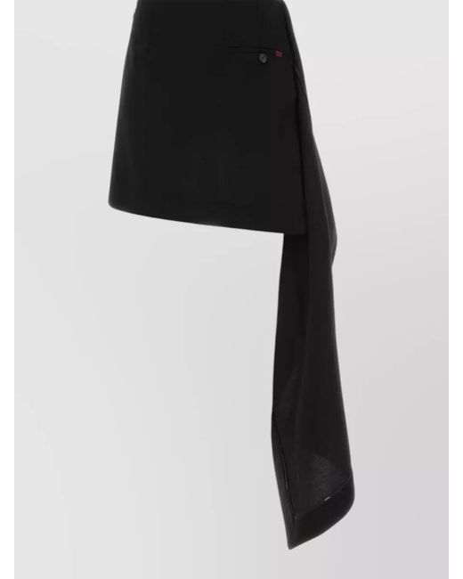 Loewe Black Wool Asymmetric Mini Skirt