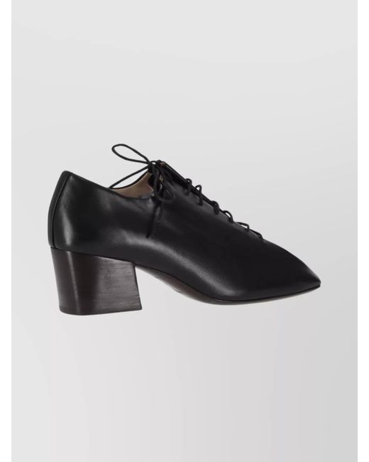 Lemaire Black Lace-Up Shoes With Block Heel And Square Toe