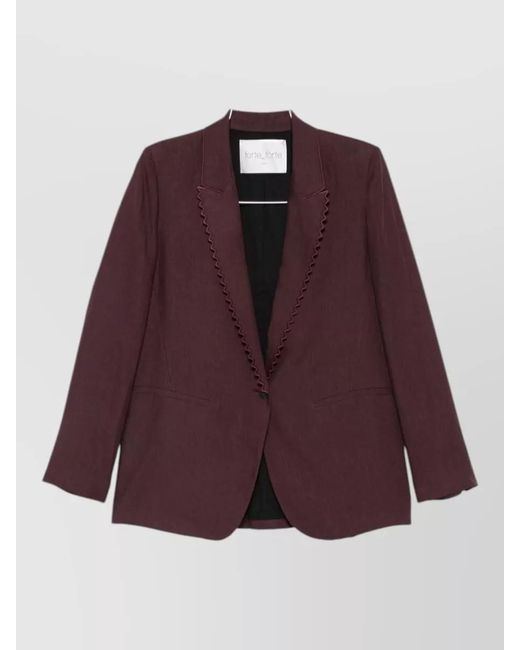 Forte_forte Purple Linen Single Breasted Jacket Long Sleeves