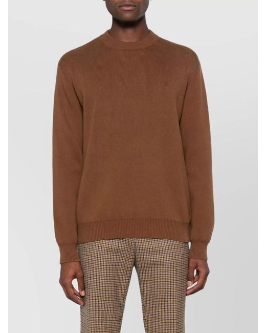 Golden Goose Deluxe Brand Brown Ribbed Knit Crewneck Sweater for men