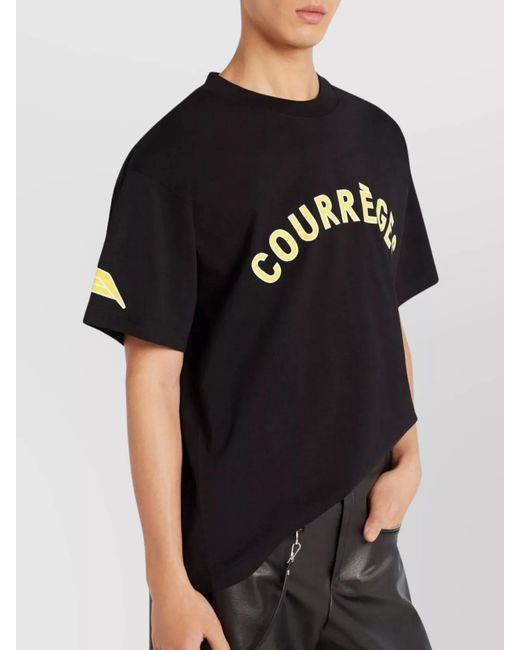 Courreges Black Cotton Short-Sleeve T-Shirt for men