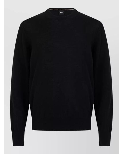 Boss Black Crew Neck Sweater Long Sleeves Relaxed Fit for men