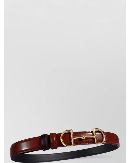 Gucci White Leather Reversible Belt With Horsebit Buckle