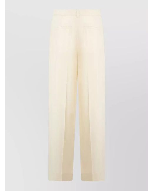 Totême White High Waist Pleated Trousers Straight Cut