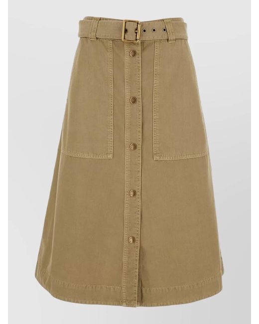 Moncler Natural A Line Skirt Belted Waist Pockets