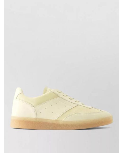 MM6 by Maison Margiela Natural Leather Lace Up Sneakers Low Top Design