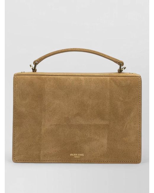 Golden Goose Deluxe Brand Natural Venezia Suede Crossbody Bag Top Handle