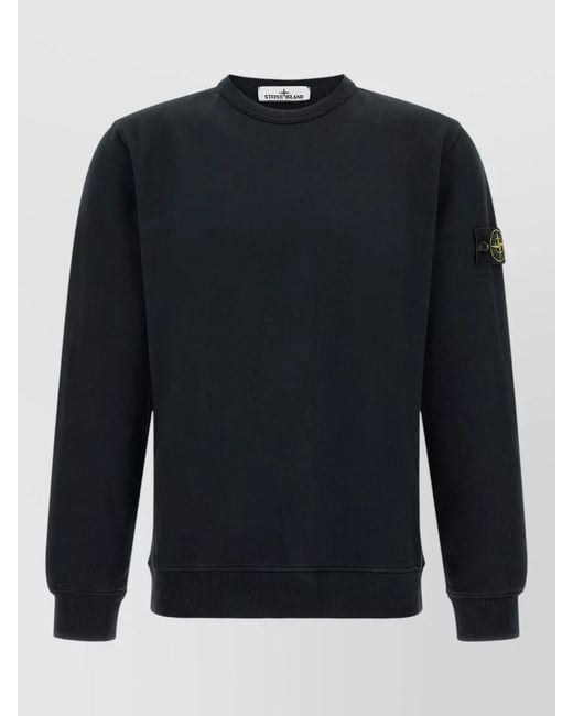 Stone Island Black Logo Badge Crew Neck Sweatshirt for men