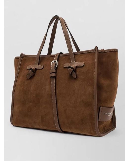 Gianni Chiarini Brown Marcella Shoulder Bag Suede Top Handles Strap