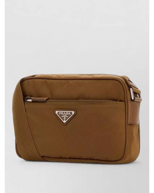 Prada Brown Renylon Crossbody Bag Adjustable Strap Pocket