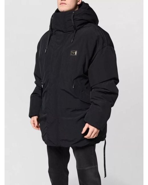 Dolce & Gabbana Black Nylon Hooded Puffer Jacket for men