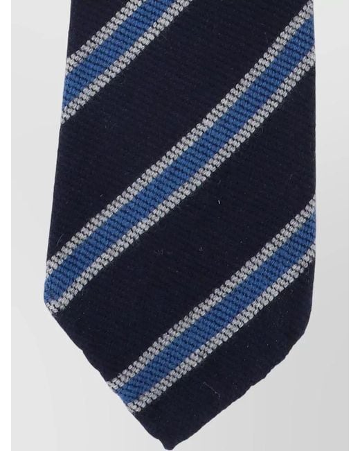 Cesare Attolini Blue Narrow Striped Tie Slim Shape Design for men