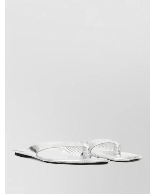 MM6 by Maison Margiela White Metallic Flat Sole Open Square Toe Sandals