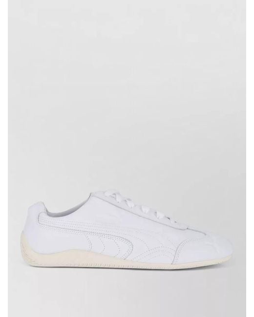 PUMA White Low Profile Sneakers Round Toe Rubber Sole for men