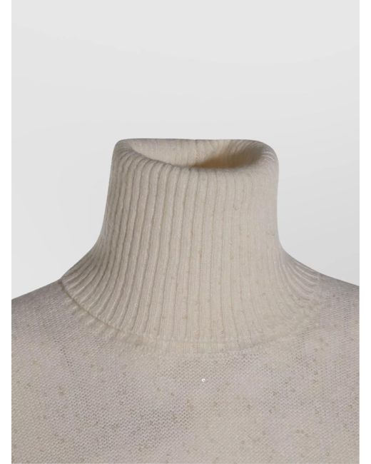 Fabiana Filippi Natural Sequin Turtleneck Jumper