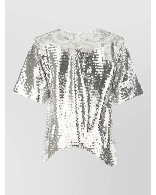 Niccolò Pasqualetti White Cotton T Shirt Sequin Detail Back Keyhole
