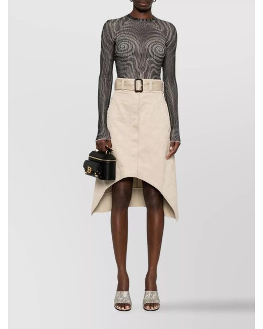 Givenchy Natural Cotton Belted Knee-Length Skirt