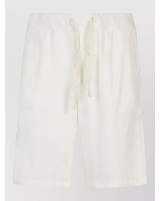 Original Vintage White Linen Cotton Shorts Elastic Waistband Back Pocket for men
