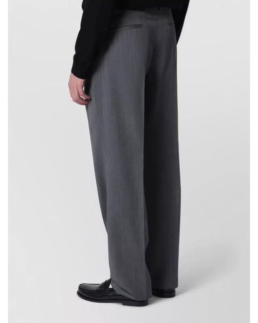 PT Torino Gray Tailored Trousers Belt Loops Pleats Side Pockets for men