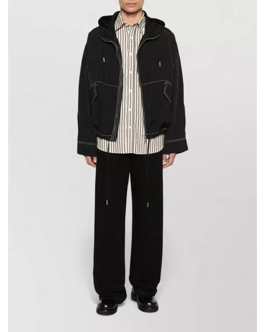 AMI Black Boxy Cropped Jacket With Zipper Closure for men