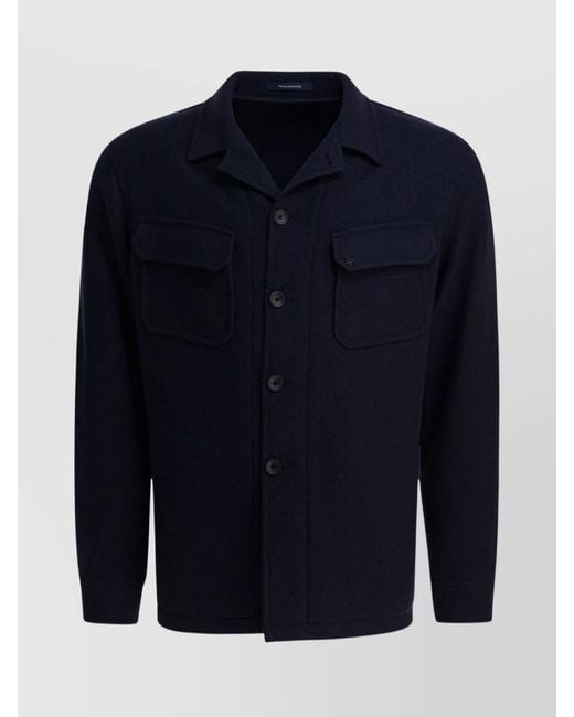 Tagliatore Blue Wool Single-Breasted Jacket for men