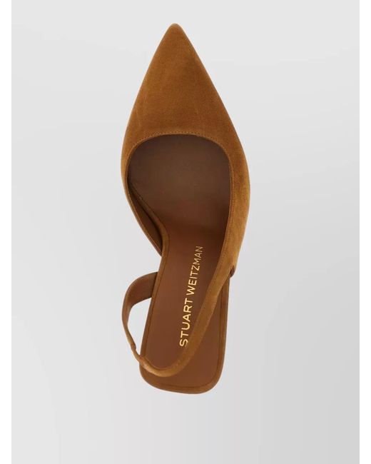 Stuart Weitzman Brown Vinnie Suede Slingback Pointed Toe Pumps