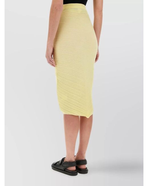 Bottega Veneta Yellow Stretch Cotton Blend Midi Skirt