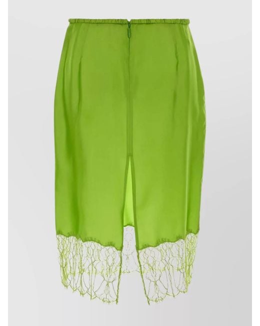 Gucci Green Satin Fitted Skirt