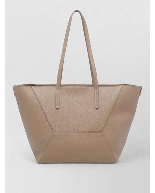 Brunello Cucinelli Natural Shoulder Bag Structured Shape Double Handles