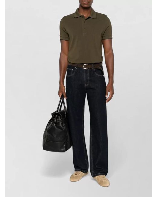 Tom Ford Green Cotton Polo Shirt Short Sleeve Design for men