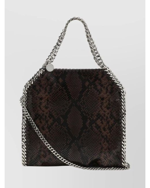 Stella McCartney Black Mini Tote Bag Featuring Snake Print Design