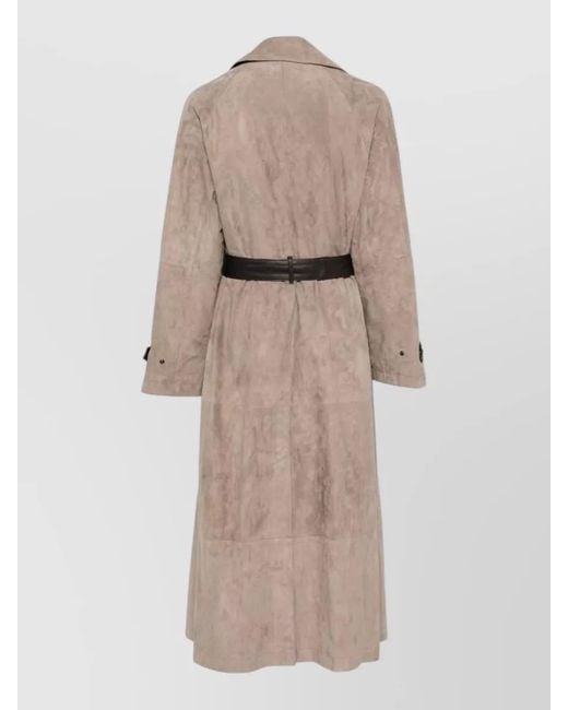 Emporio Armani Natural Goat Leather Trench Coat Belted Design