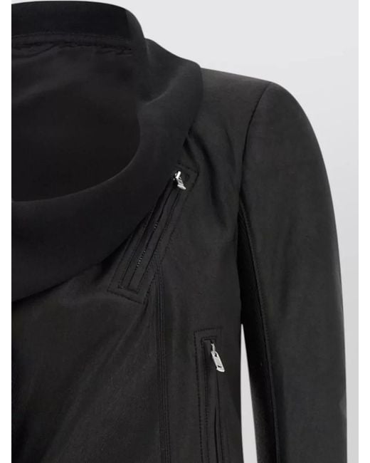 Rick Owens Black Lamb Leather Ribbed Fitted Jacket