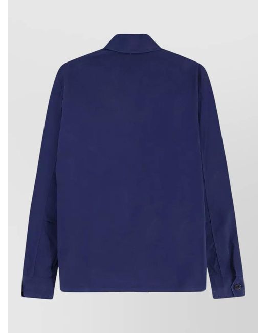 Aspesi Blue Field Cotton Shirt Jacket Lived Effect for men