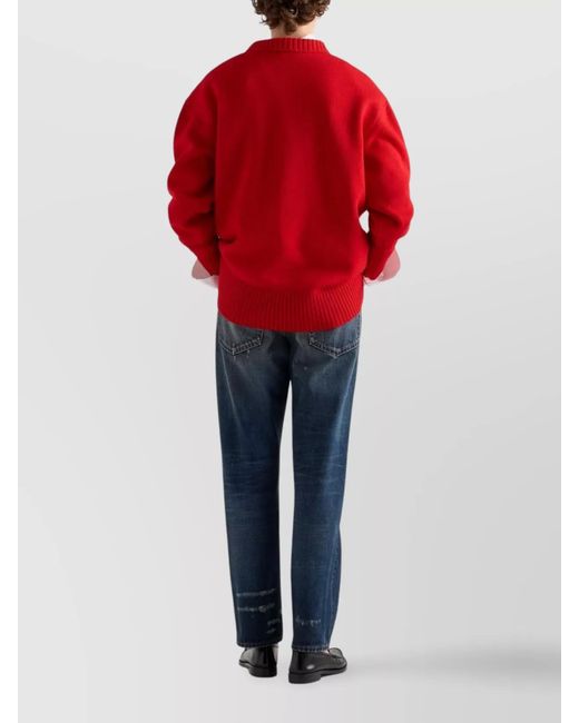 Prada Red Fine-Knit Jumper