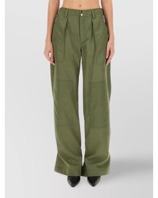 Rabanne Green Pleated Cargo Trousers