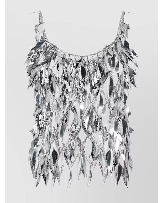 Rabanne White Chainmail Top Leaf Motif Straps
