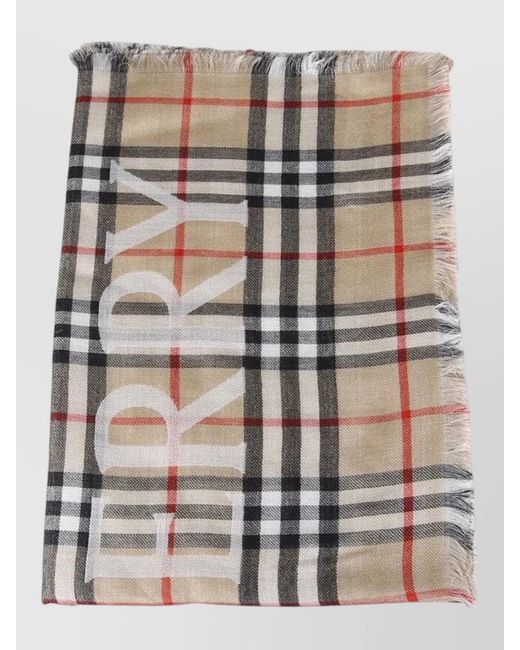 Burberry Gray Wool Silk Check Scarf