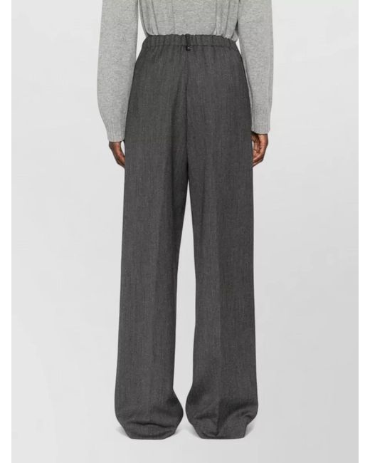 Fabiana Filippi Gray Pleated Front Wide Leg Silk Nylon Pants