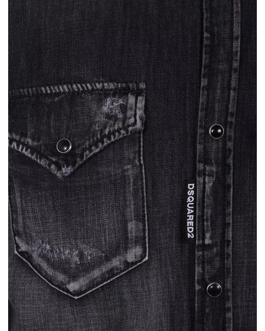 DSquared² Black Cotton Western Shirt for men