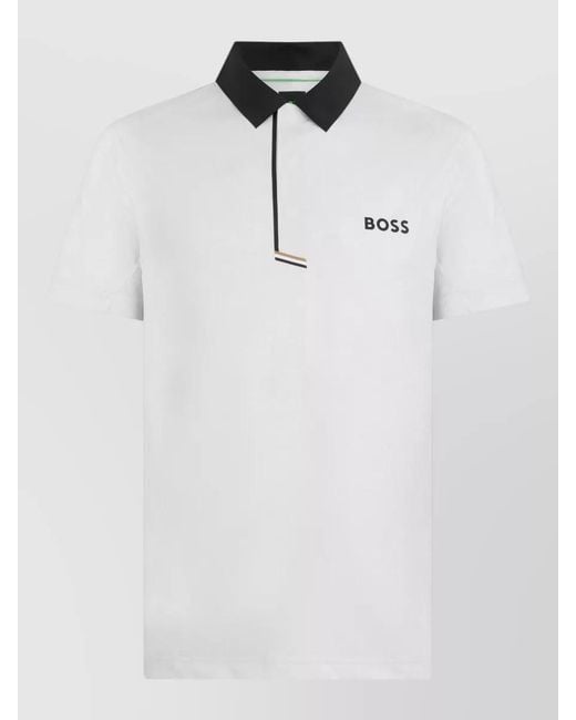 Boss White Short-Sleeve Polo Shirt for men