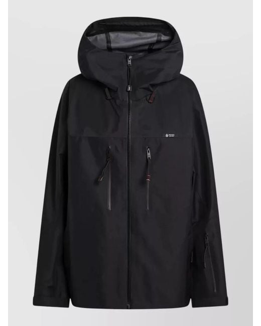 Prada Black Hooded Jacket Long Sleeves Multiple Zip Pockets