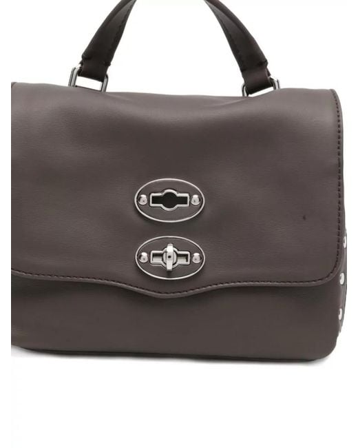 Zanellato Gray Postina Saeta Baby Leather Crossbody Bag