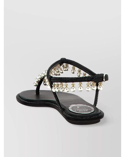 Rene Caovilla Black Silk Diana Sandals