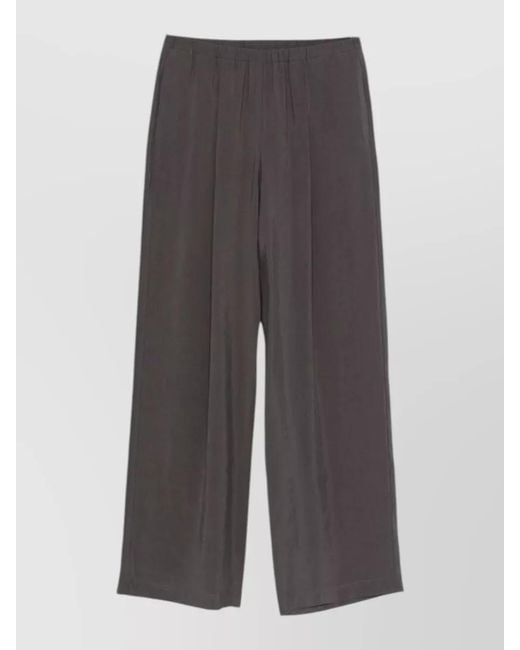 Alysi Gray Wide Leg Trousers Elasticated Waistband Pocket