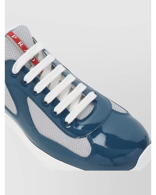 Prada Blue Leather Low-Top Sneakers for men