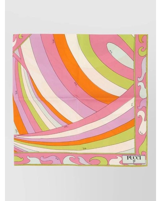Emilio Pucci Pink Silk Foulard Scarf Lightweight Square Design